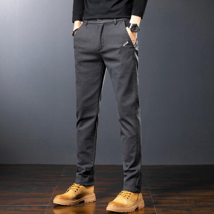 

Мужские брюки повседневные хлопковые однотонные весенне-осенние прямые деловые рабочие брюки высокого качества модные черные серые брюки 27 серый