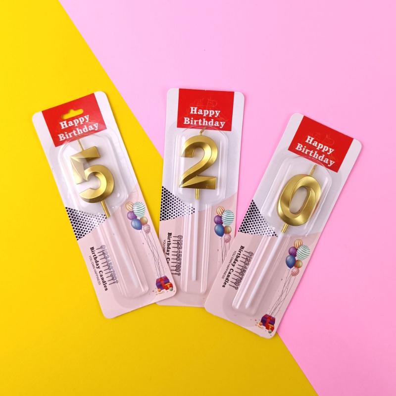 50pcs/lot Wholesale Gilding Number 0-9 Sweet Birthday Cake Candles Bulk Sales Cakes Decorating Supplies for Home Decor