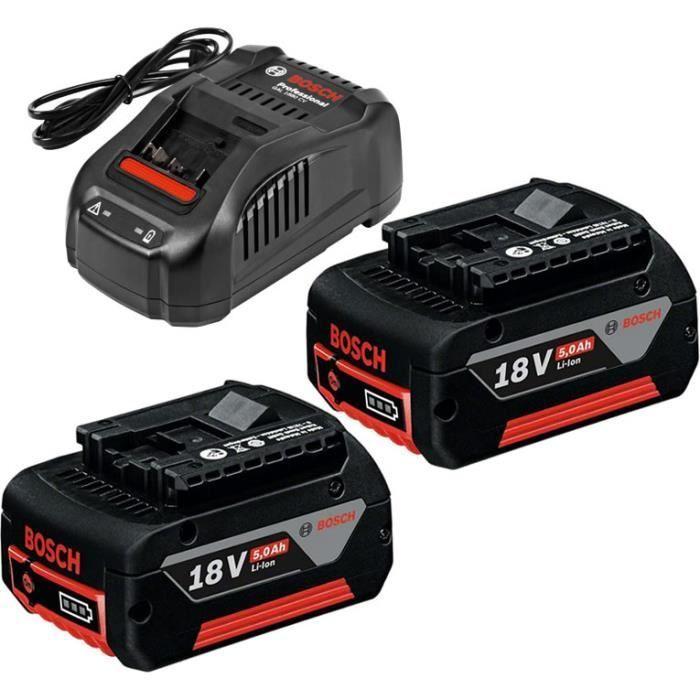 Set 2 batterieS Bosch Professional GBA 18V 5,0Ah + Chargeur GAL 1880 CV - 1600A00B8J