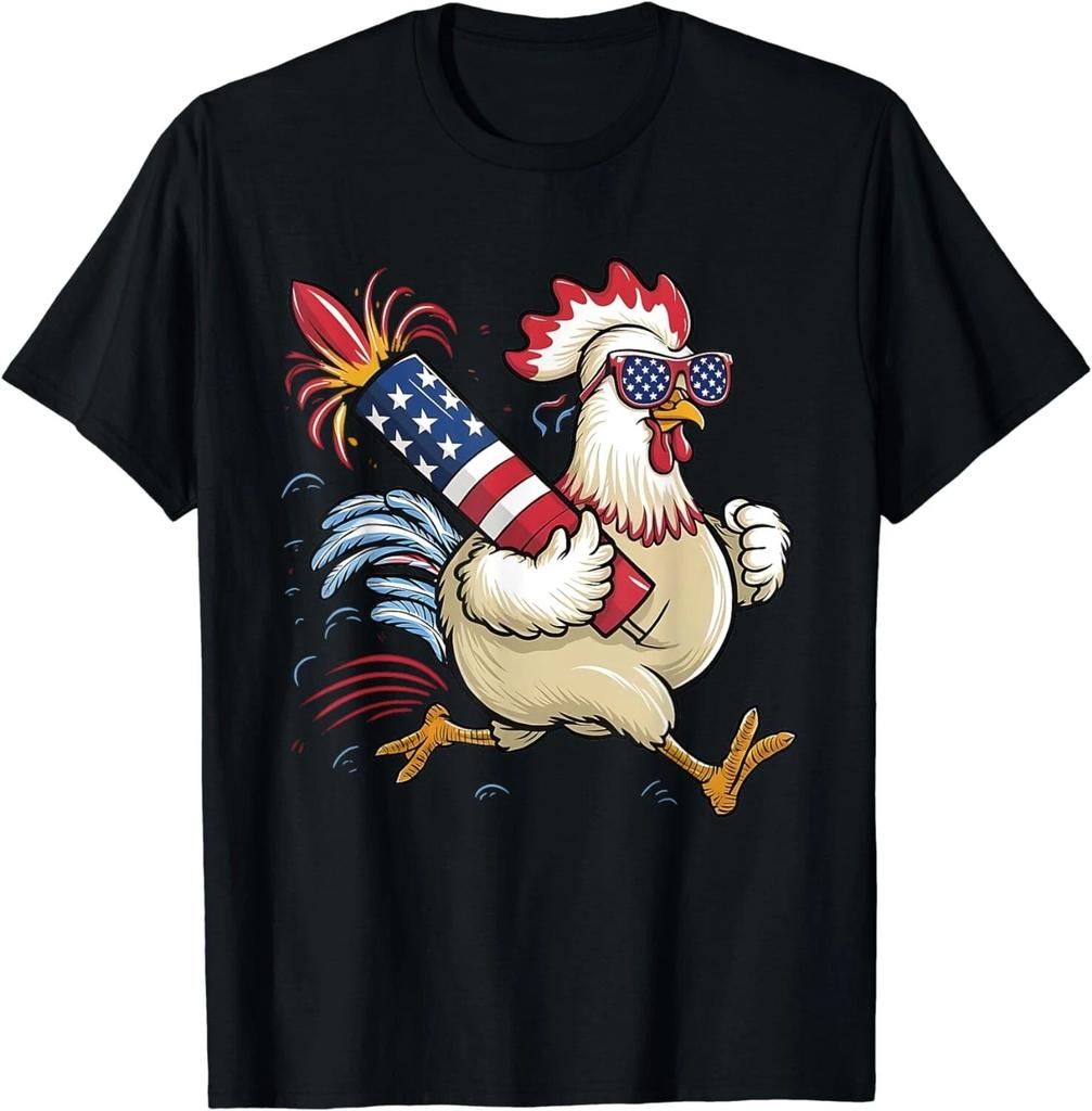 Chicken Fireworks 4th of July Men Sasquatch American Flag US Gift Unisex T-Shirt