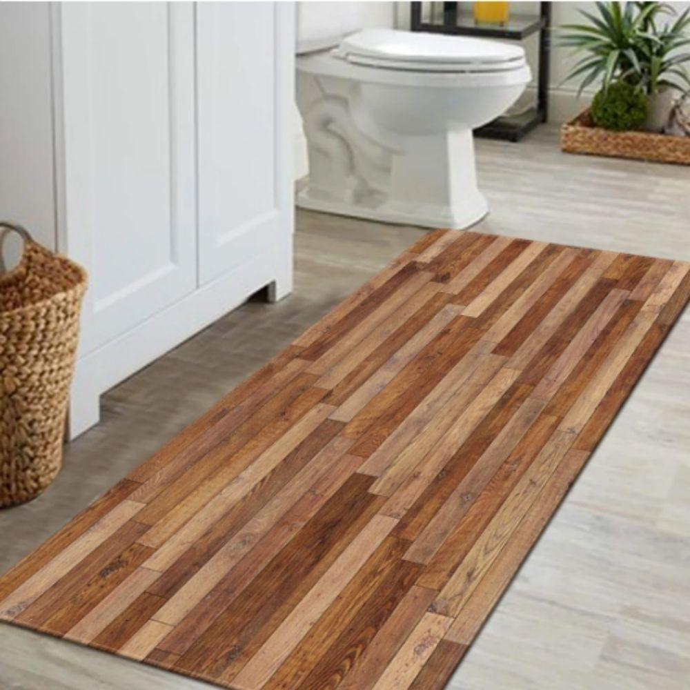 Wood Splicing Kitchen Carpet Laundry Bathroom Non-Slip Mat Living Room Entryway Floor Mat Home Decor Long Carpet