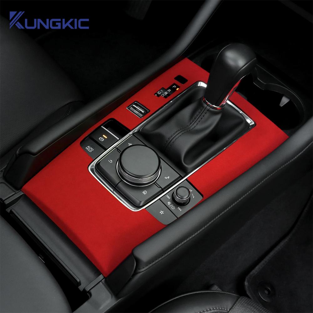 Housse de Panneau de Levier de Vitesse en Daim pour Mazda 3 BP 2019-2025 Mazda3 Axela Collier de Levier de Vitesse Intérieur avec Bouton Sport