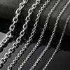Women Men Stainless Steel Rolo Link O Chain Necklace for Charm Pendant Silver Color Jewelry Making Accessories Christmas Gift