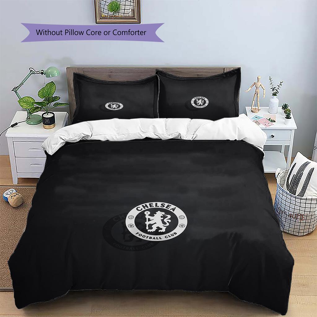 Chelsea FC Pattern Bedding Quilt Set  Home Decoration  Gift (1 * duvet cover + 2 * pillowcase  without core)
