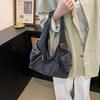 Washed Denim Slouchy Hobo Bag with Multi Pocket Design and Ruched Strap Casual Shoulder Purse for Women Daily Travel