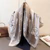 New rose printed imitation silk chain 90 scarf high-end temperament shawl versatile neck Little fragrance flowers scarf