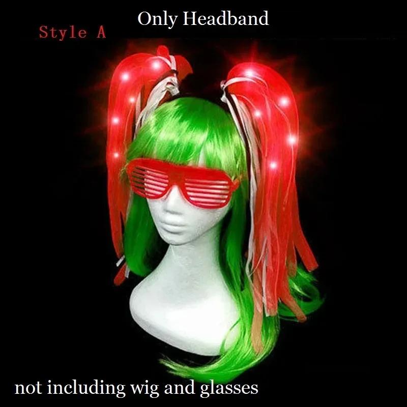 Oplichtend Knipperend Vlechtjes Hoofdband Cadeau LED Bril Neon Rave Feest Haarband Cosplay Verjaardag
