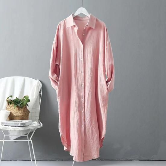 Chemise Femme Revers Manches Longues Boutons Patte de Boutonnage Hauts de Chemise avec Poches Couleur Unie Coupe Régulière Chemise Décontractée Travail Vie Quotidienne