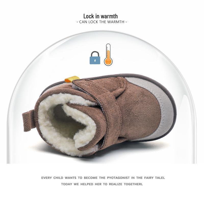 Winter-Kleinkindstiefel mit Samtfutter (Alter 1-4) - Weiche Sohle, Rutschfest, Baumwoll-Schneestiefel für Jungen & Mädchen