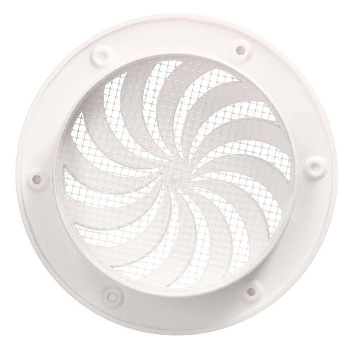 Grille d'aération - KOTARBAU - 100 mm - Moustiquaire anti-insectes - Bride arrière réglable - PVC blanc