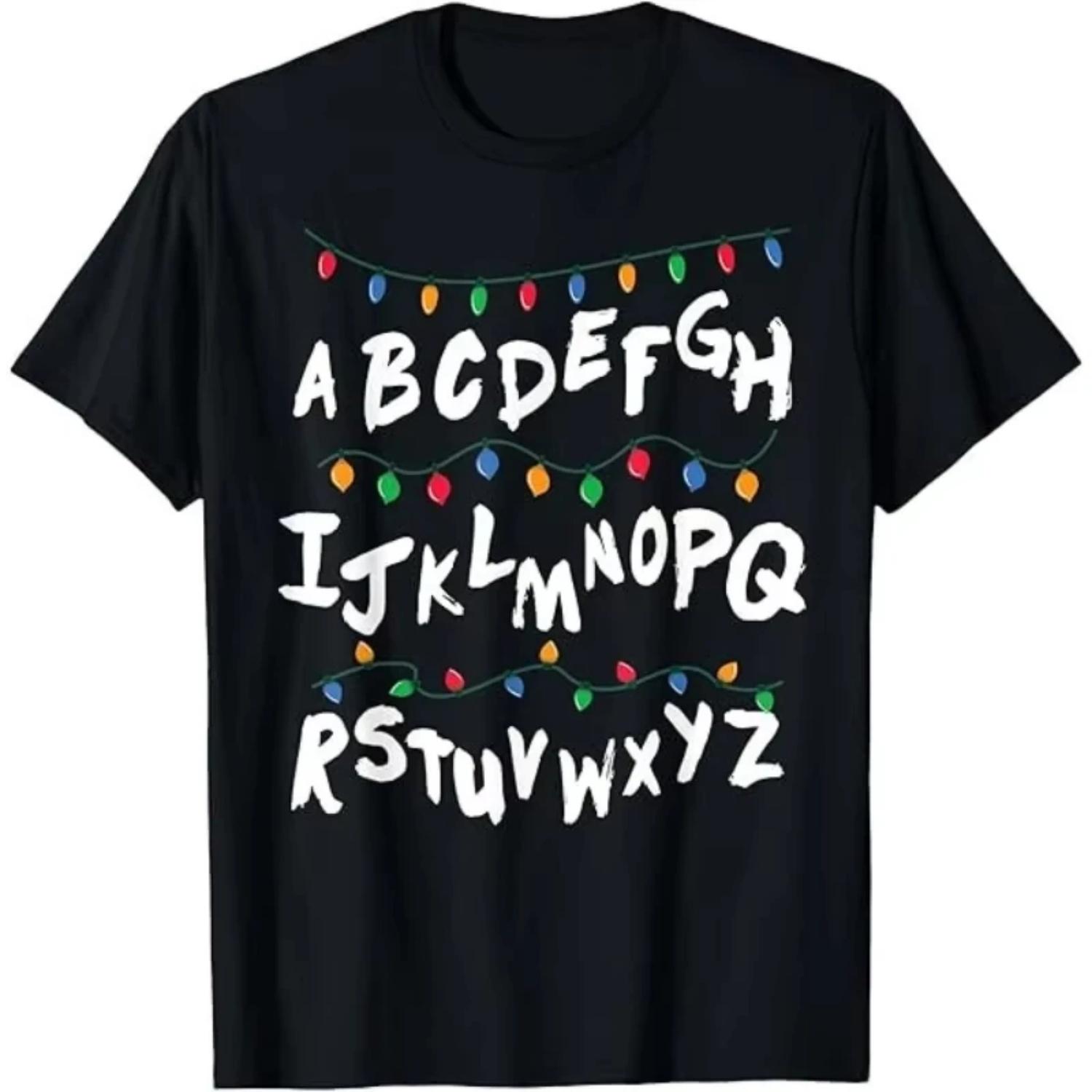 

TV Drama Peripheral Stranger Christmas Light 100%cotton Men s Shirt Short Sleeve Oversized Women s Short Sleeved Cheap Tshirt S разноцветный