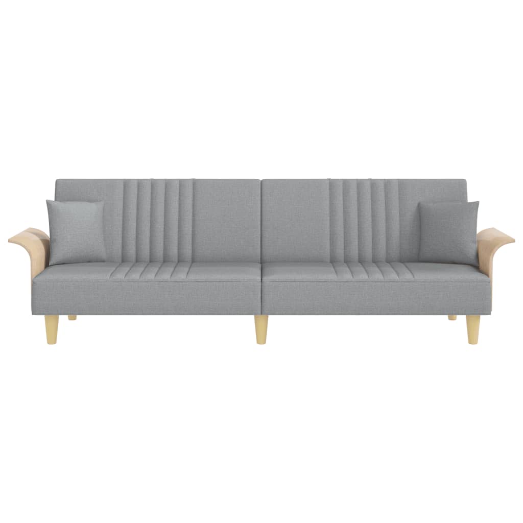 Sleeper Sofa with Armrests Light Grey Fabric