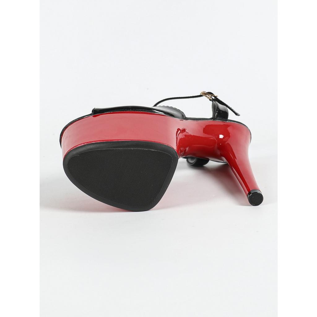 Sandales sexy à talons hauts pour femmes, chaussons super hauts noirs et imperméables LFD-181-Q8