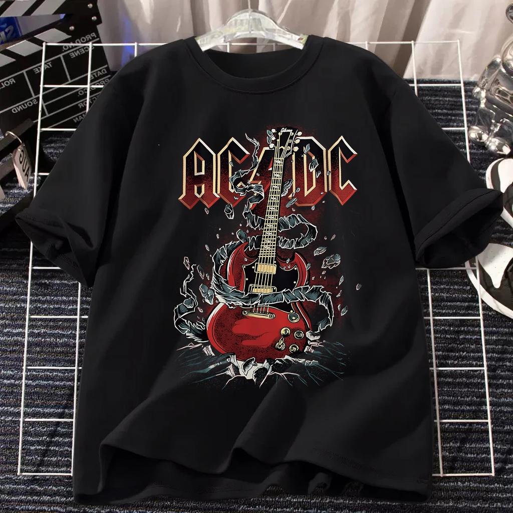 AC/DC Band T Shirt Men Women Tees Retro Tops Hip Hop Streetwear Harajuku Short Sleeve Brands T Shirt Men's Clothing