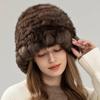 Imitation Sable Rabbit Hair Hat Women's  New Winter Warm Ear Protection Knitted Fur Hat Showing Face Small Bucket Hat Tide