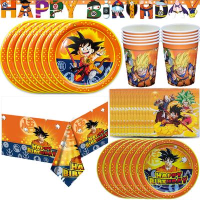 Dragonball Ballītes Dekori Dragonball z Vienreizlietojamie Galda Piederumi Galdauts Krūzes Dzimšanas Dienas Karogs Šķīvji Bērnu Dušas Piederumi Rotaļlietas