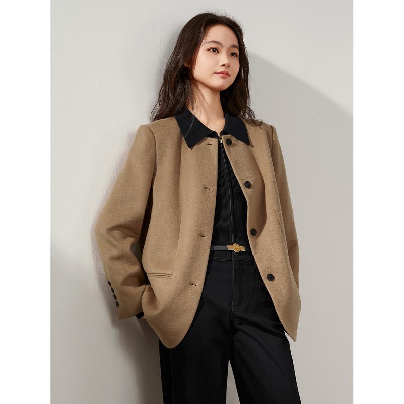 Jiuzi Anna Kou's minimalist smart style CHIC straight cut round neck suit jacket for women's autumn collection