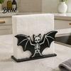 Gothic Kitchen Decor Halloween Wooden Napkin Holder Ghost Pumpkin Skeleton Cat Bat Tissue Dispenser Waterproof Dark Theme Table Organizer