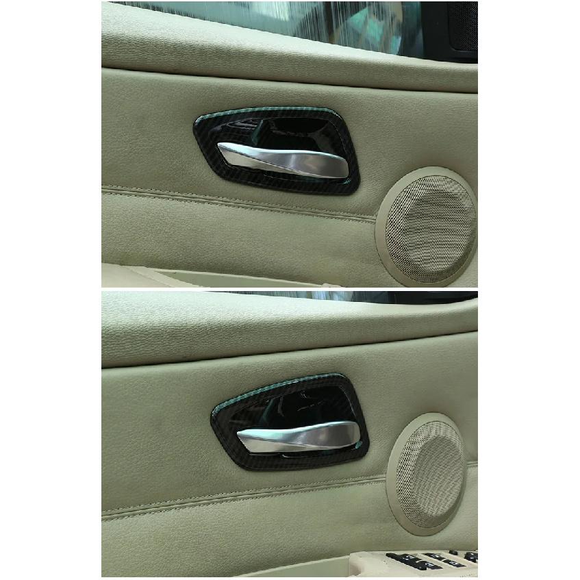 4Pcs Carbon Fiber Texture Interior Door Handle Bowl Trim Cover Fit for BMW E90 3 Series 2005 2006 2007 2008 2009 2010 2011 2012