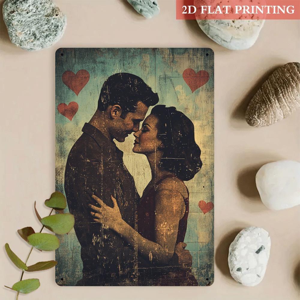 

Vintage Valentine s Day Metal Decorative Painting Gift for Couples Bedroom Living Room Cafe