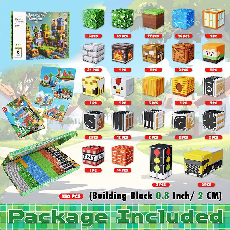 Pink Princess Castle Magnetic Cube Building Blocks - STEM Educational Toy Set