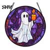 Unique Wall Hanging Art Retro Halloween Pendant, Ghost/Bat/Spider Web/Pumpkin Head Print, Old School Horror Room Decor Vintage Acrylic Ornament