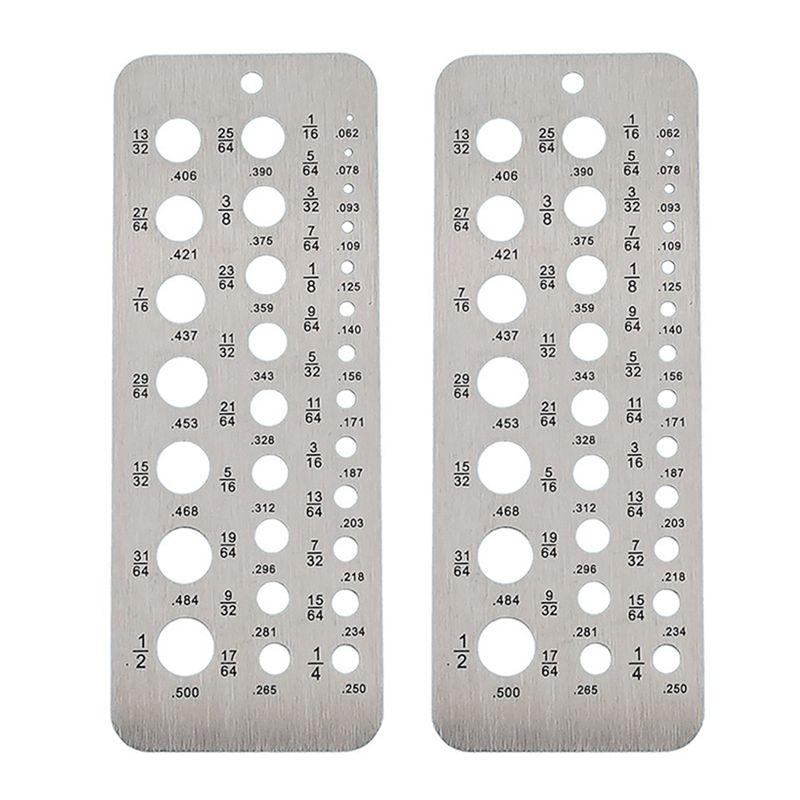 

ABJI-2Pcs Stainless Steel Drill Gauges For 1/16 Inch To 1/2 Inch Size Bits, Bolt And Wire Diameter Index Gauge, 29-Hole Durable серебряный