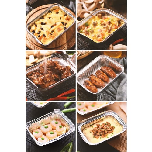 Disposable Aluminum Foil Pans, BBQ Plates, Heavy-Duty Food Containers, Pie Pans, Freezer & Oven Safe, 30-Pack (260ml, Square Plastic Cover)