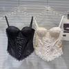 Sleeveless Lace Corset Slim Fit Crop Tops Elegant Suspender Vest  Spring Summer