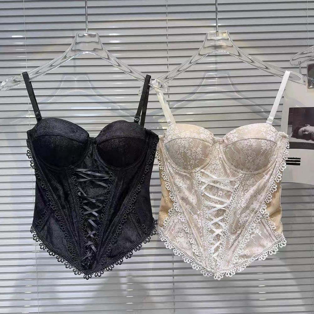 Sleeveless Lace Corset Slim Fit Crop Tops Elegant Suspender Vest Spring Summer