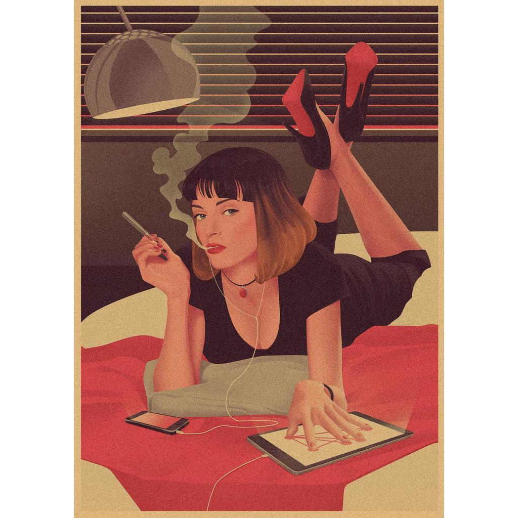 Pulp Fiction Retro Kraft Paper Poster - Classic Bar Wall Decoration