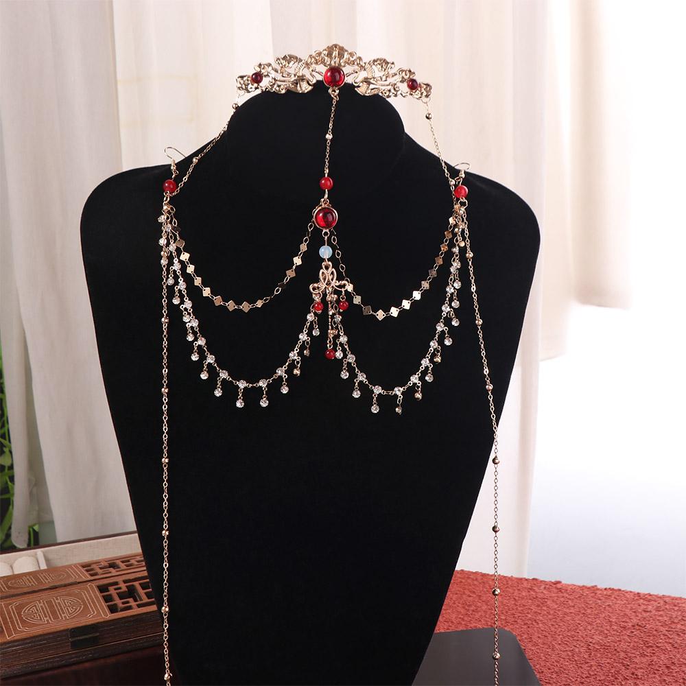 Tassel Rhinestone Head Chain Crown Wedding Headband Fairy Forehead Chain  Women