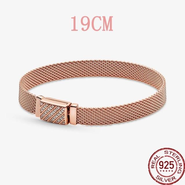 925 Sterling Silver Snake Chain Bracelets Charm Pendientes Mujer 925 Original Bracelet For Women Fine Jewelry Clasp Bangle Gift