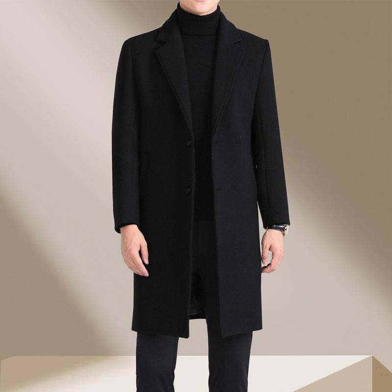 Winter Mid-Length Woolen Overcoat for Middle-Aged & Young People - Lapel Fashion Casual Style