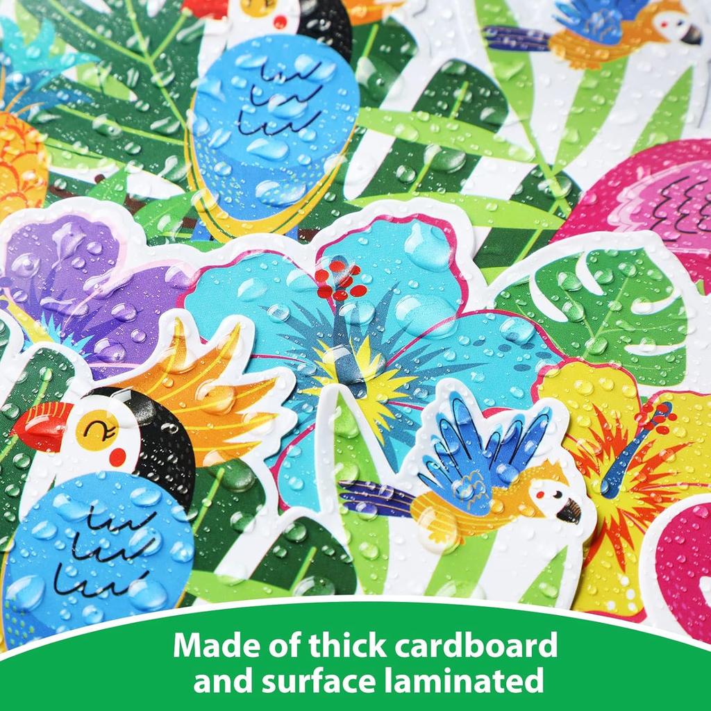 Sabary 71 ft Tropical Bulletin Board Borders Trim Summer Borders Hawaiian Luau Flower Flamingo Classroom Decor for Back to School Wall Classroom