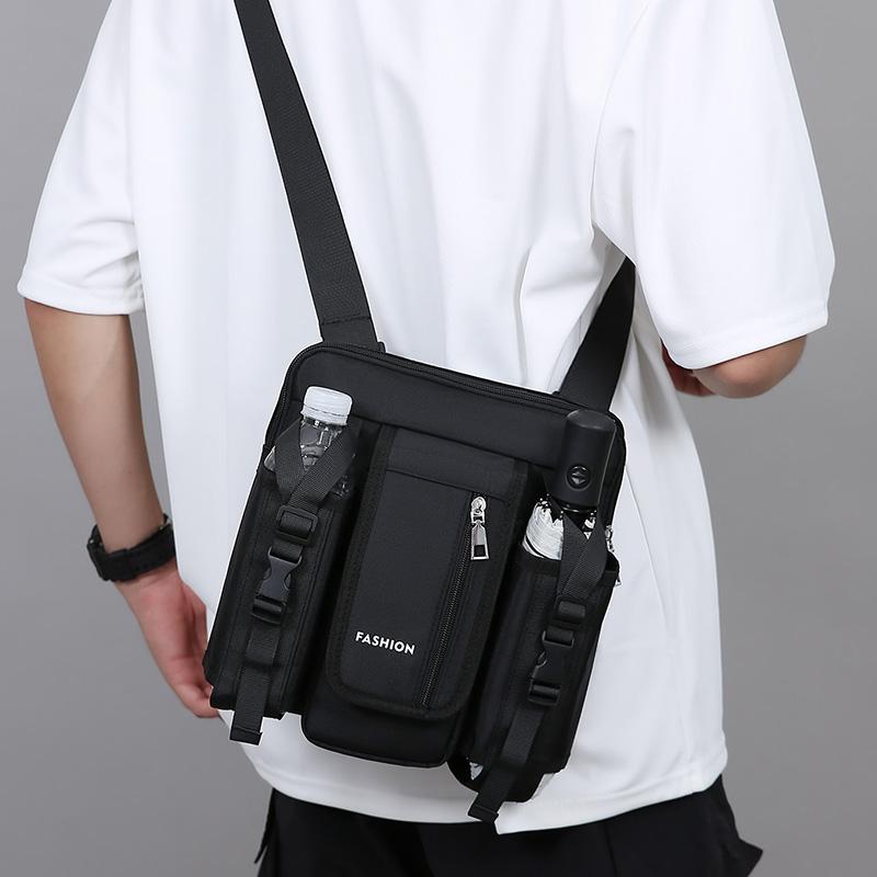 Men Crossbody Bag Single Shoulder Bags Big Capacity Storage Bag Fashion Multi-Pockets Outdoor Cup Bag