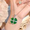 Fashion Light Luxury Heart-Shaped Four-Leaf Clover Pendant Necklace Flower Ring Simulation Emerald Diamond Stud Earrings Colorful Treasure Set Women