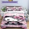 3pcs Pink Flowers & Hello Kitty Printed Bedding Set, Soft and Comfortable Quilt Cover for Bedroom, Guest Room (Not Included).S070