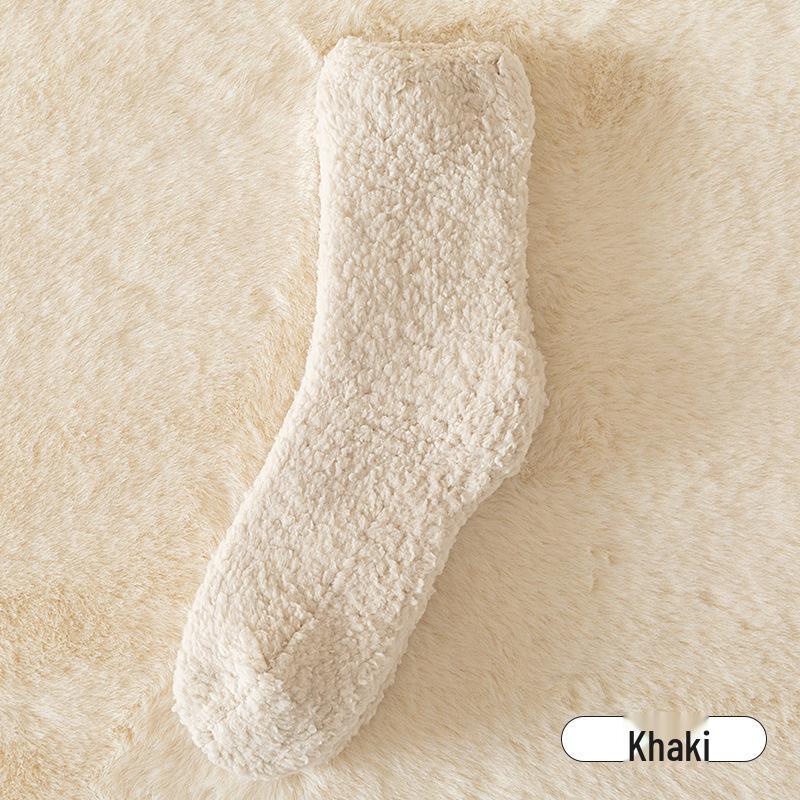 Women's Warm Fuzzy Mid-Calf Fleece Socks - Striped & Fluffy Japanese Style