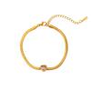 ins inlaid with colored love zircon flat snake chain bracelet plated with 18K gold stainless steel light luxury waterproof jewelry