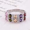 Bohemian Female Rainbow  Sterling Silver Filled Promise Engagement Rings for Women Colorful CZ Crystal Wedding