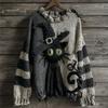 Fashion Women Halloween 3D Pattern Sweatshirt Crew Neck Long Sleeve Loose Casual Pullover