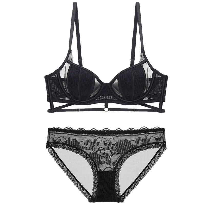 French Sexy Lace Underwear Female Rabbit Ears Soft Steel Ring Gathering Bra Cover Large Chest Small Large Size Bra Set