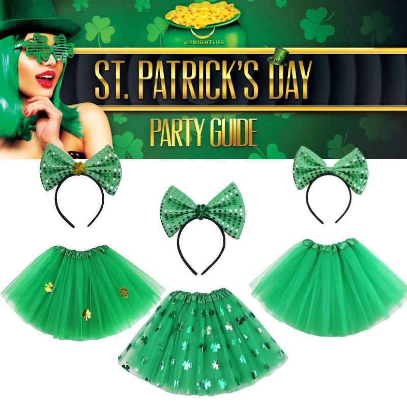 St. Patrick's Day Glücksbringer Grünes Kleeblatt Pailletten Garn Kurzer Rock Reifen Festival Erwachsener