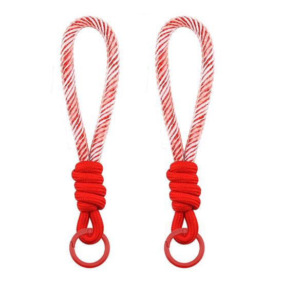 2Pcs Keychain Lanyard Two-Color Design Braided Rope Wrist Strap with Hanging Ring Keys Phone Bag Decor DIY Accessories