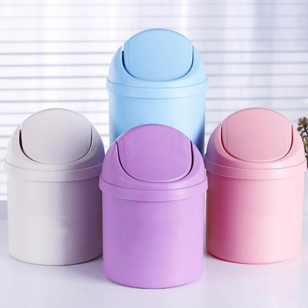 Mini soptunna svänglock avfallskorg soptunna för kontorsbil