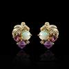 Women's Grape-Shaped Earrings with Natural Opal Amethyst Garnet Gemstones 925 Sterling Silver Fine Jewelry
