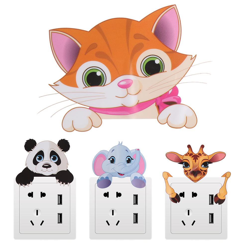 Cartoon Light Switch Sticker Easy to Use Removable Wall Sticker Animal Switch Sticker  Bedroom