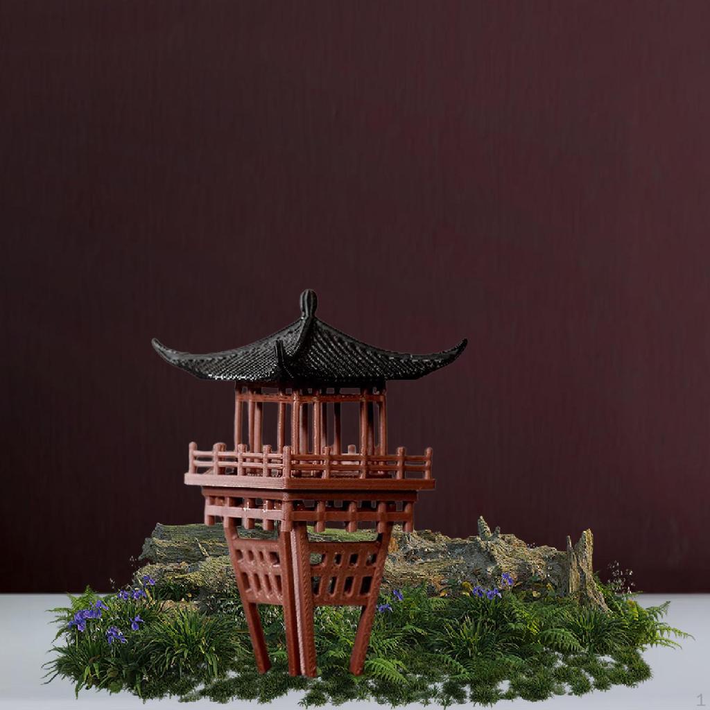 Miniature Chinese Pavilion Statue Micro Environment Accent Ornament