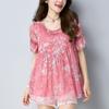 Chiffon Short Sleeved Plus Size Women's Top with Floral Loose T Round Neck and Stylish Small Shirt